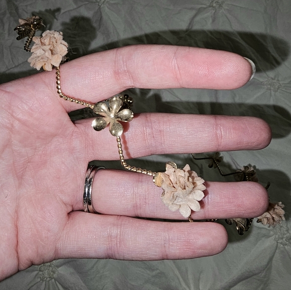 Golden with Pink Flowers Flower Crown - Picture 3 of 3